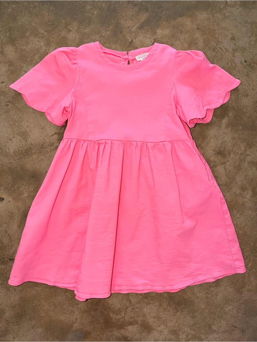 Hayden Girls Pink Casual Scallop Sleeve Pocket Dress Size M